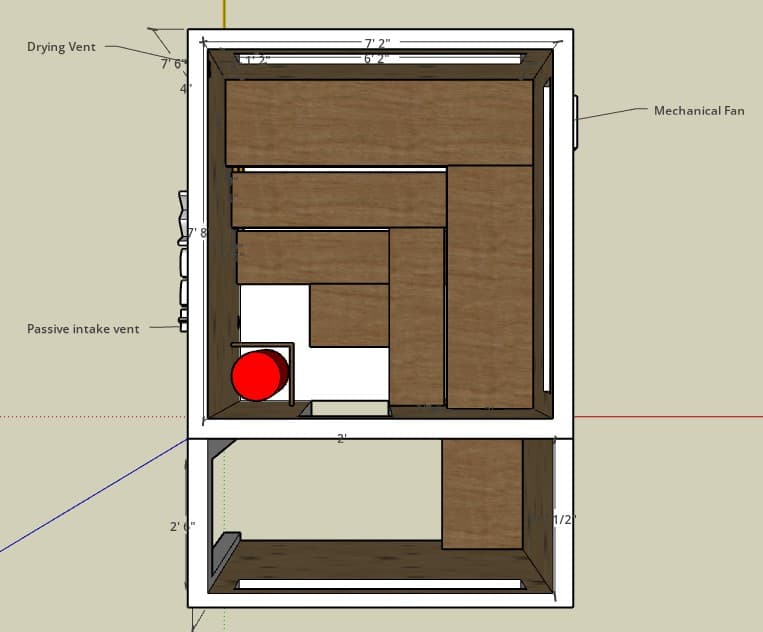 8x12 sauna interior bench layout – three-tier L-shaped benches