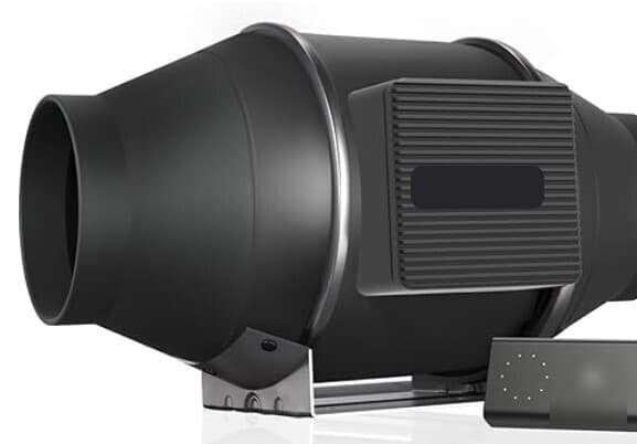 Quiet 4-inch inline duct fan with speed controller